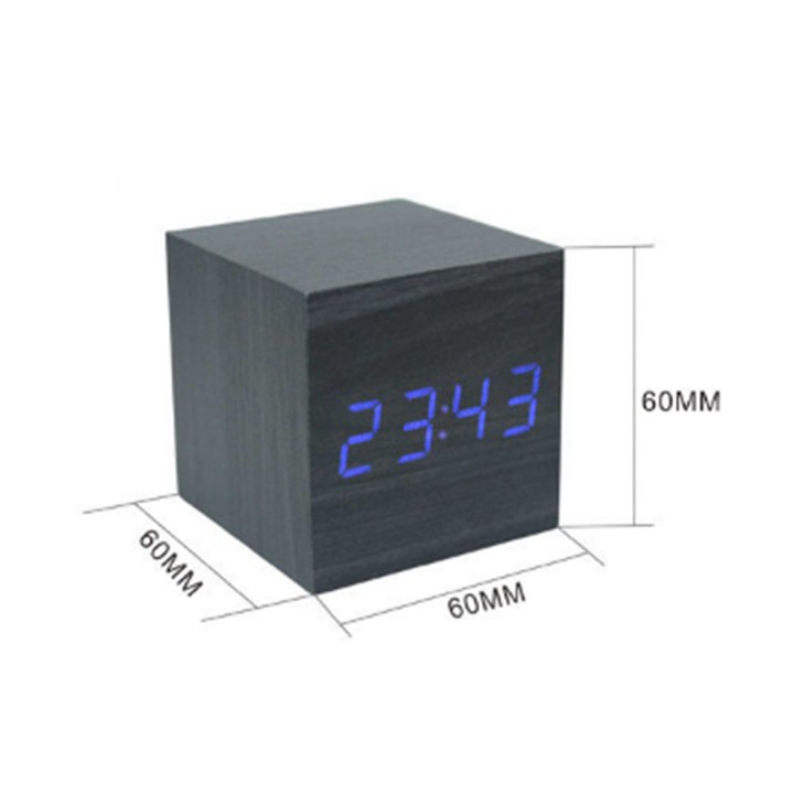 Đồng hồ led để bàn khối gỗ vuông (cube)( Hàng Chất Lượng Cao)