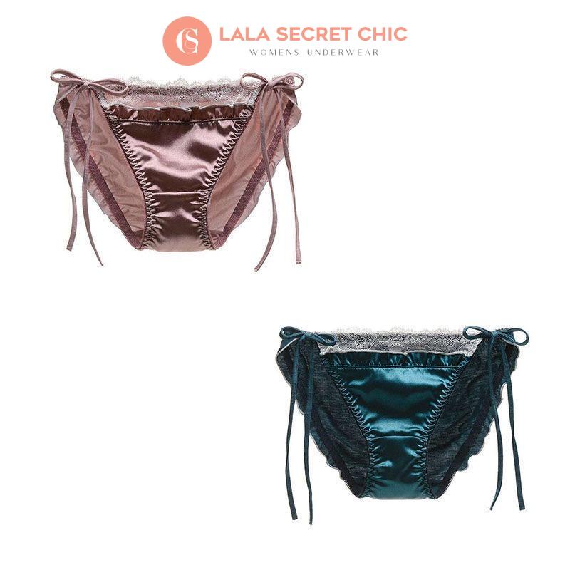 Quần lót nữ LALACHIC hoạt tiết phối ren dây hông điều chỉnh được