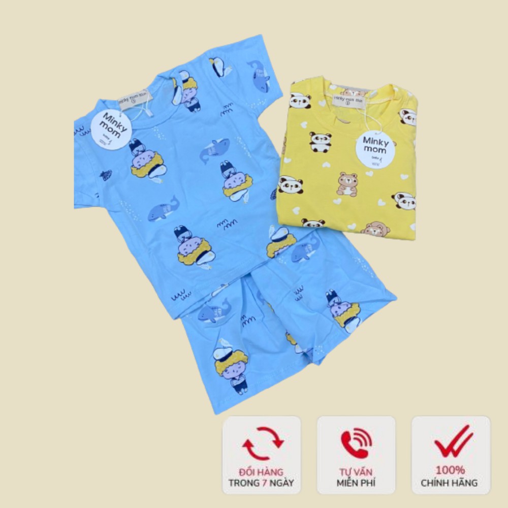 Bộ cộc tay cho bé MINKY MOM, quần áo trẻ em cho bé trai bé gái Xu Xu Kids chất cotton size từ 7 đến 18kg