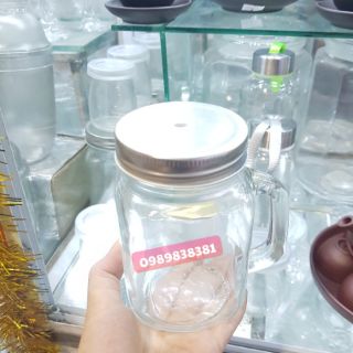 Cốc thủy tinh có nắp có quai 480ml 1 chiếc