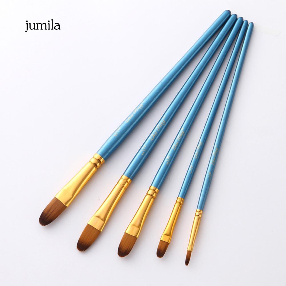 Bộ 5 cọ nylon vẽ tranh acrylic/nước/sơn dầu chuyên dụng
