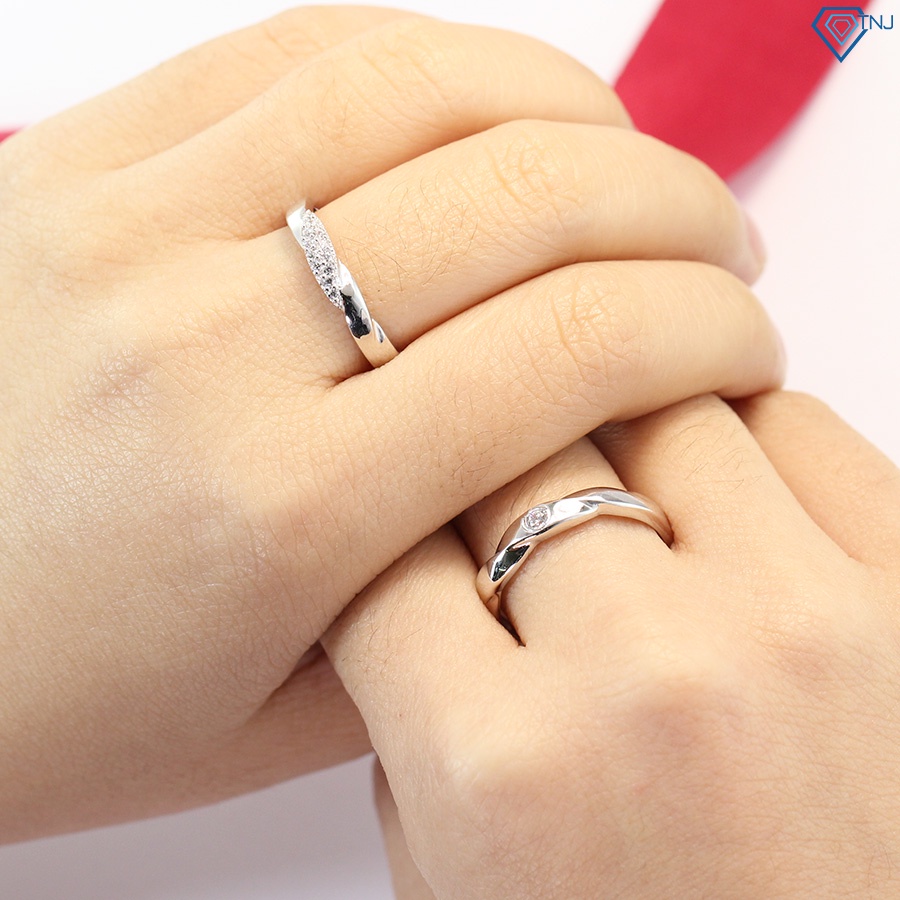 Nhẫn cặp bạc nam nữ đính đá khắc tên theo yêu cầu ND0381 Trang Sức TNJ