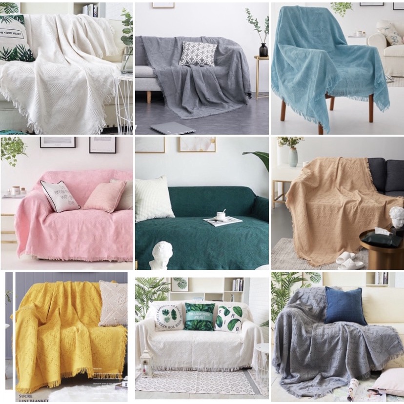 [ CÓ SIZE LỚN ] Khăn Thảm Phủ Sofa TÔNG TRẮNG ĐEN chống bụi bẩn, Mền đắp thư giãn, Thảm Sofa Phòng Khách SBK101