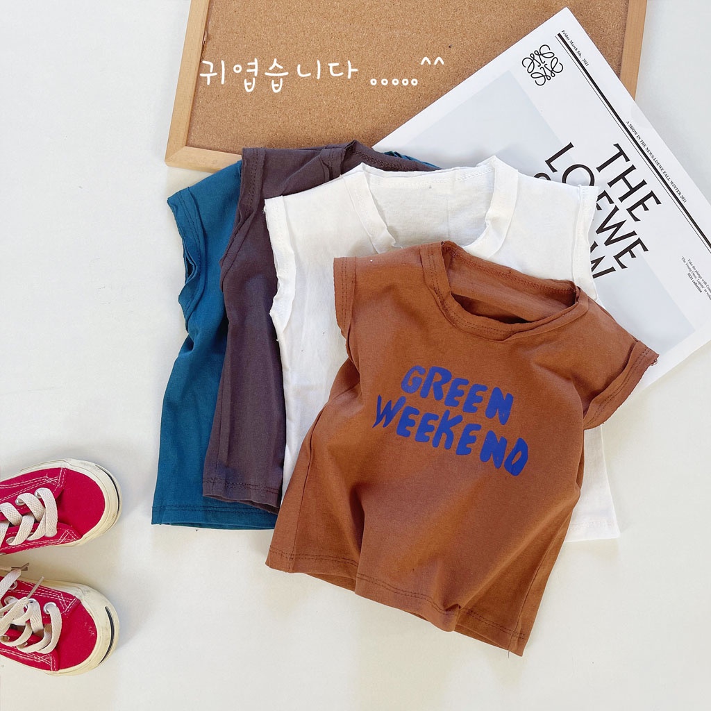 Áo ba lỗ GREEN WEEK, Áo sát nách cho bé chất cotton cực mát từ 7-27kg - LILA KIDS