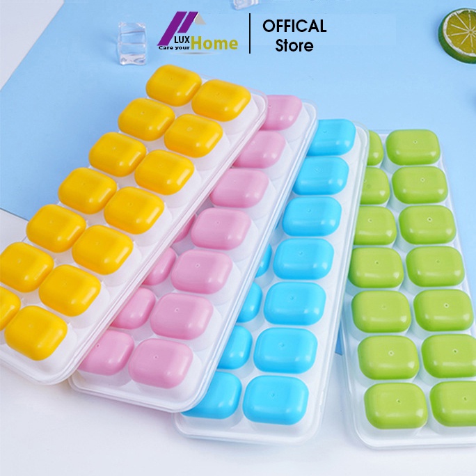 Khay làm đá bằng Silicon có nắp đậy dễ dàng lấy đá, 14 viên, khay làm thạch