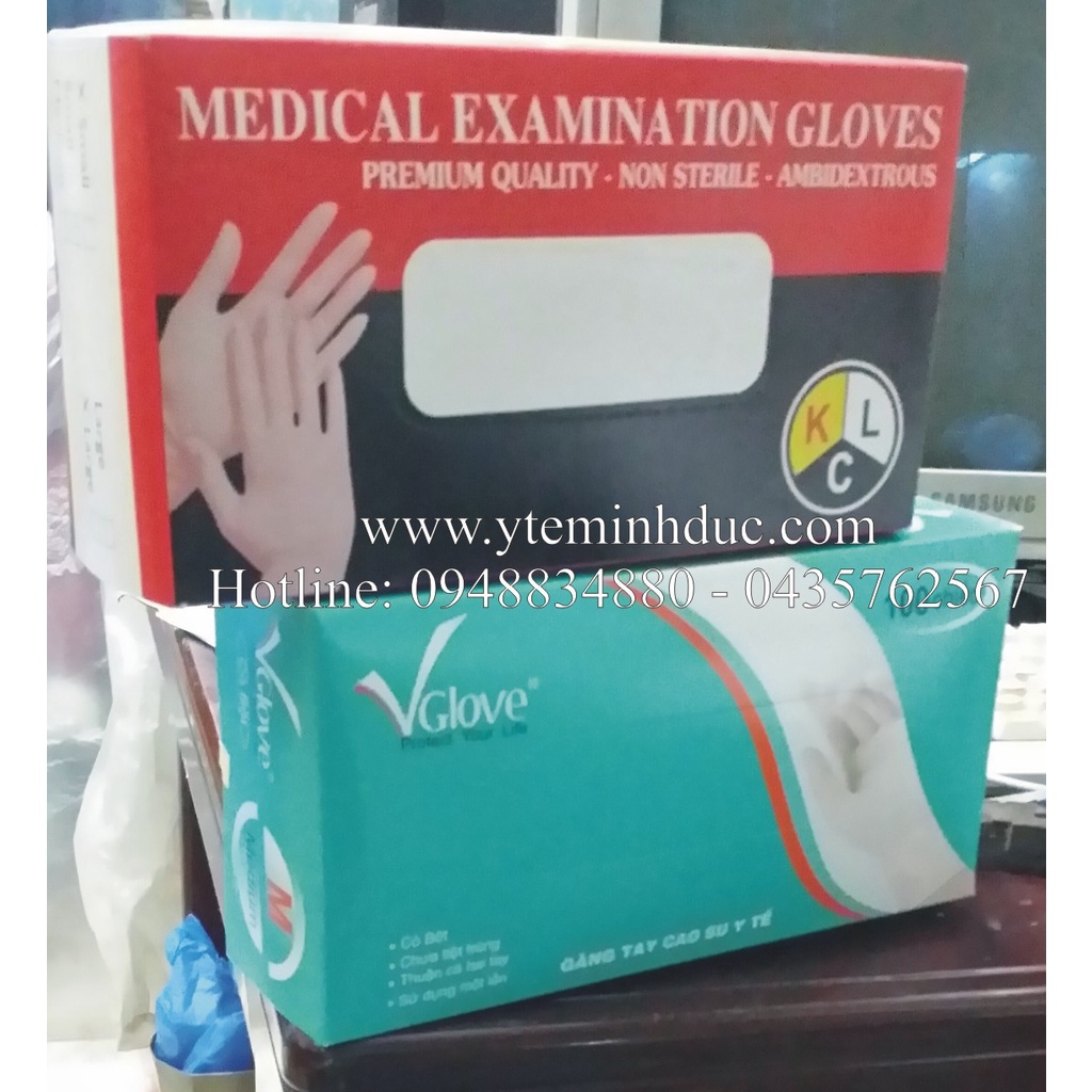 Găng Tay Cao Su Có Bột Dùng Khám Bệnh - Kiểm Tra - Bảo Vệ Tay - Tránh Tiếp Xúc - Hộp 50 Đôi - Giá Rẻ Vô Địch
