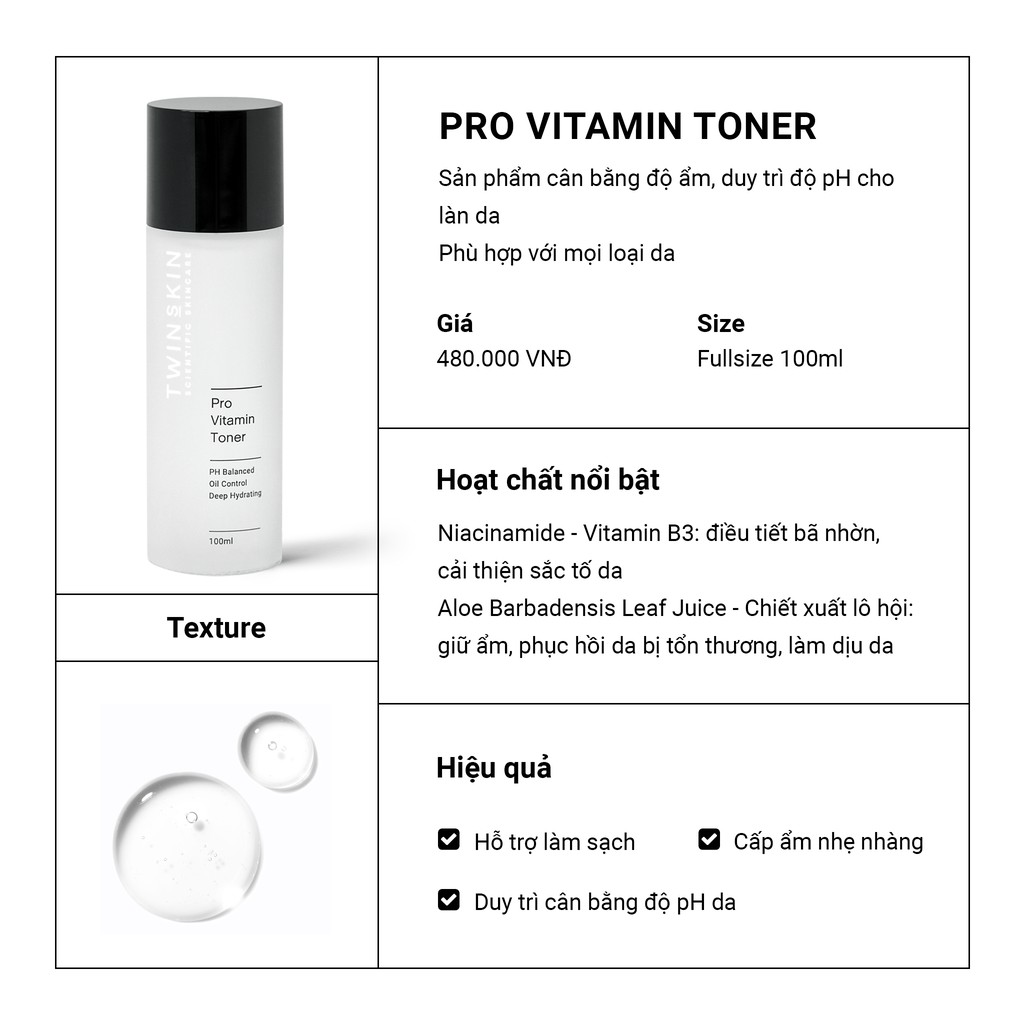 Nước Cân Bằng pH Cho Da - Pro Vitamin Toner Twins Skin Full size