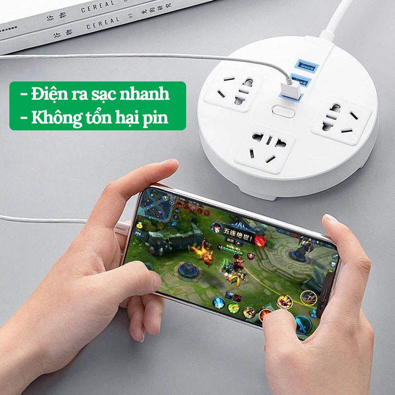 Ổ Cắm Điện Thông Minh Đa Năng Chống Giật, Tích Hợp 3 Cổng Cắm Sạc USB  Tiện Lợi HÌNH TRÒN VERSION 3 -  Gia Dụng Tý Tẹo