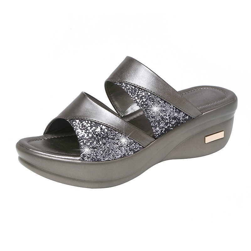 [qingyu]Womens Platform Wedge Sandals Ladies Summer Beach Slip On Slippers Mul