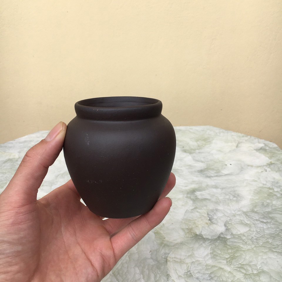 Chậu bonsai Chum đen mini đất nung gốm Bát tràng 1 size BM-85