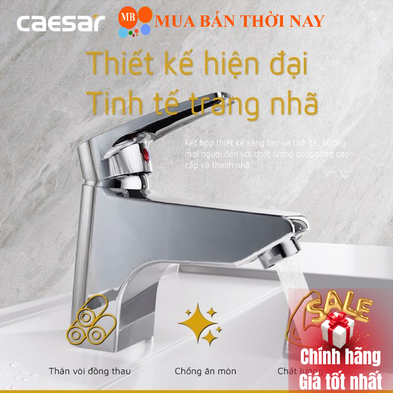 Vòi Nóng Lạnh Lavabo CAESAR B400CP - B400CU gồm bộ xả ty hoặc bộ xả nhấn