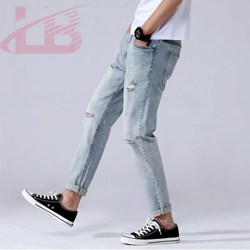 Quần jean nam co giãn rách gối cao cấp QJ1991, phom quần Skinny Fit jean, LB1990 Store | BigBuy360 - bigbuy360.vn
