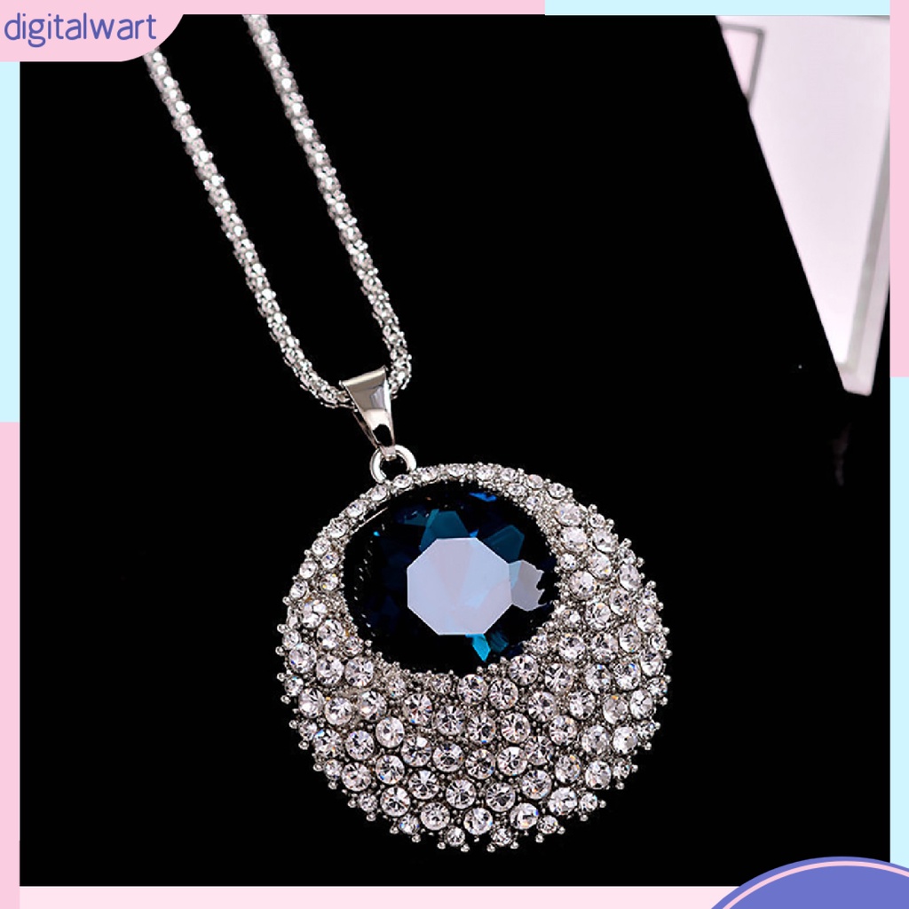 Vòng cổ dài mặt tròn đính đá phong cách vintage thời trang