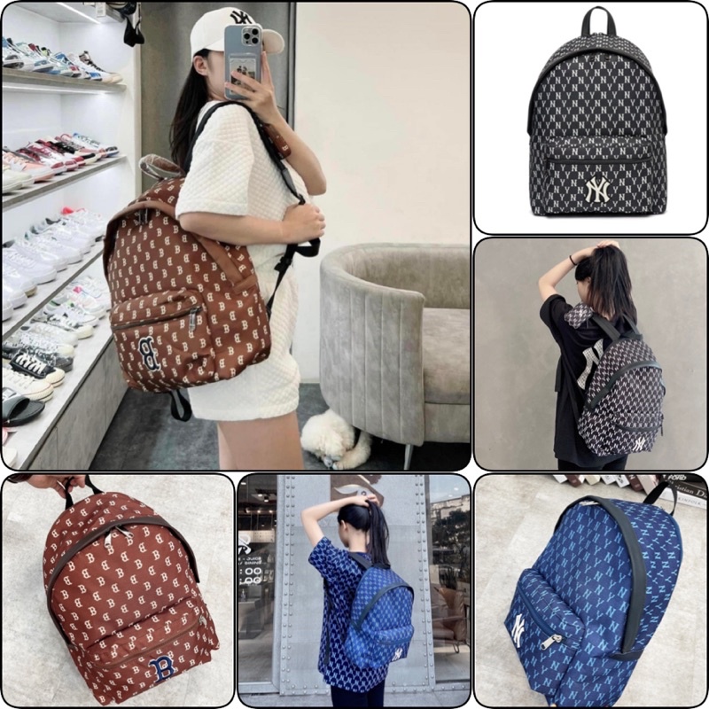 (HÀNG XUẤT XỊN) B486 M/L/B N/Y MONOGRAM BACKPACK NAVY Kích thước: 42 cm x 30 cm x 15 cm Made in Ko/rea full-tem-tag