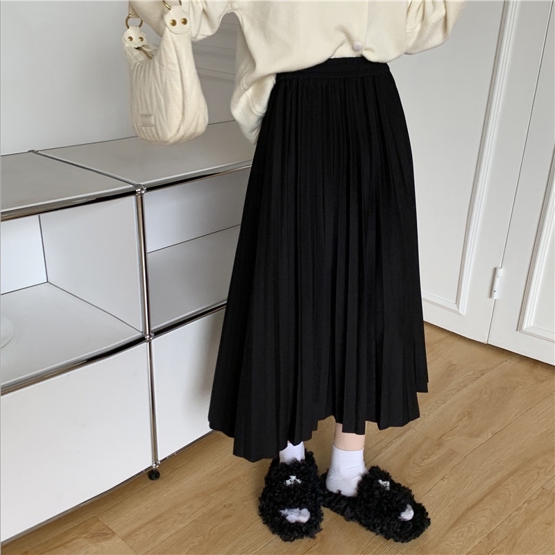 Chân Váy Chữ a Lưng Cao Xếp Ly Thời Trang Hàn Quốc