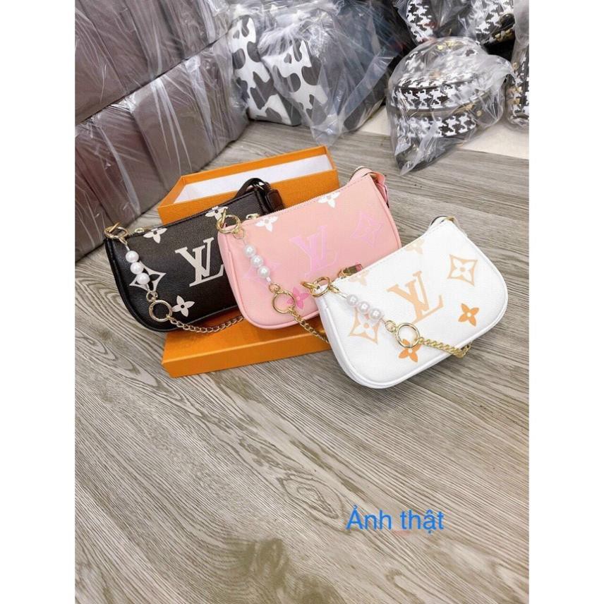 Túi Kẹp Nách LV 3 màu, Kèm  Dây Xích Phối Ngọc SIÊU HOT