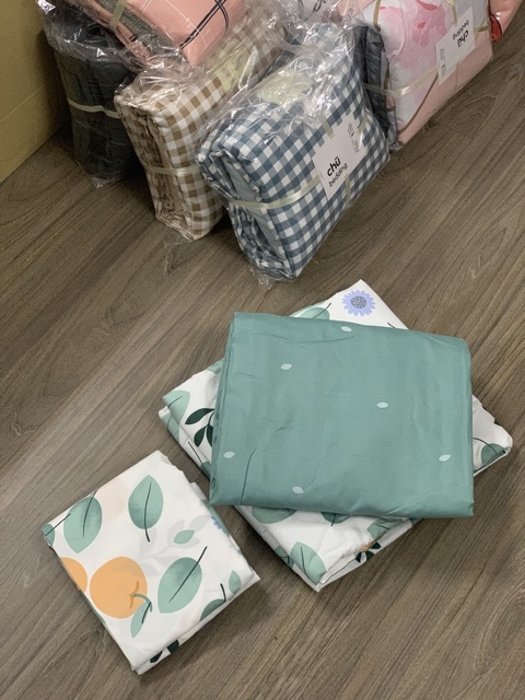 Bộ chăn ga gối Poly cotton: quả cam xanh lá | BigBuy360 - bigbuy360.vn