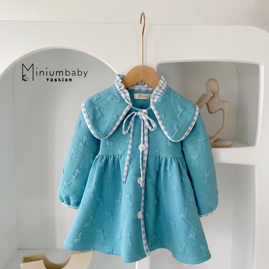 Set babydoll dập nổi hình thú danh cho bé gái Minium. thời trang thu đông