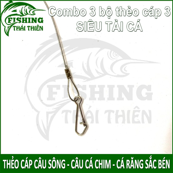 Combo 3 bộ thẻo cáp 3 câu sông, cá chim cá răng sắc bén