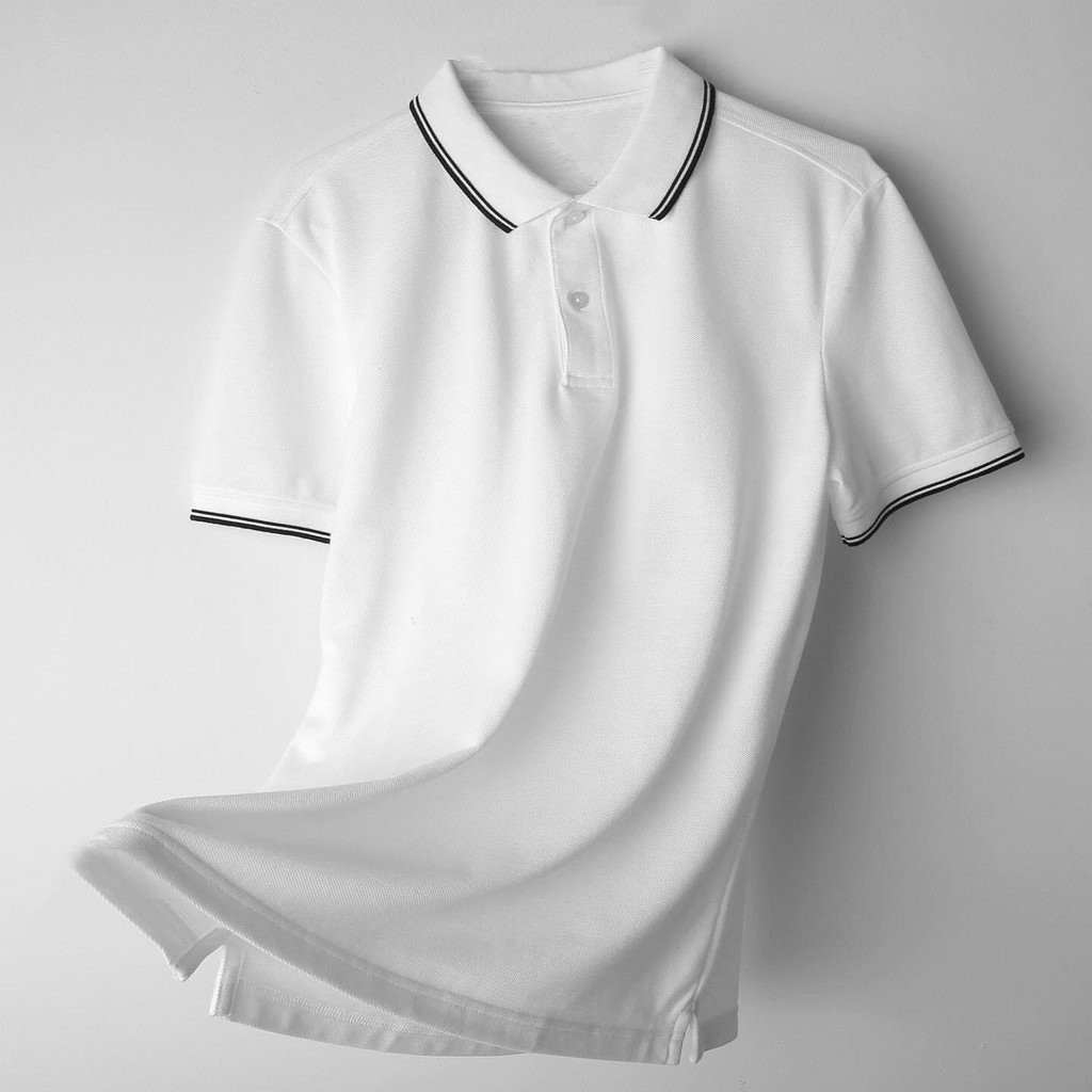Áo phông nam ngắn tay cổ bẻ phối viền cao cấp : Kiểu dáng Hàn Quốc chất liệu cotton , co giãn 4 chiều