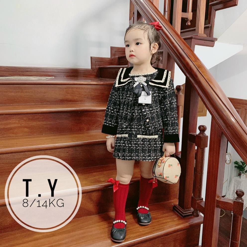 Bộ váy trẻ em mùa đông bé gái 3 tháng đến 4 tuổi màu đen