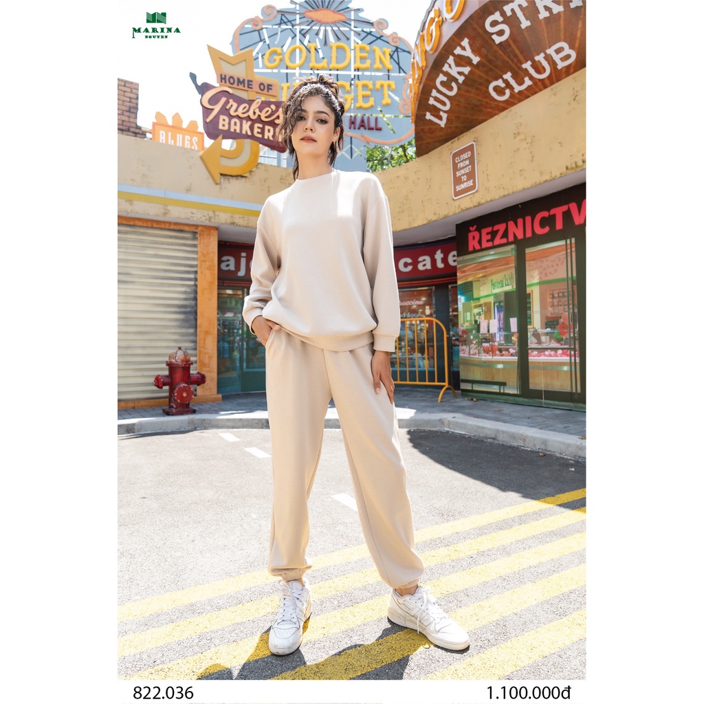 Bộ Đồ Thu Đông Nữ MARINA NGUYỄN Thiết Kế Dài Tay, Kiểu Dáng Trẻ Trung, Chất Liệu Cotton Mềm Mịn - 822036