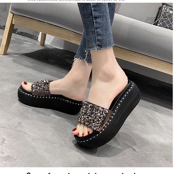 Dép Nữ Đế Xuồng Cao Gót Quai Ngang 6Cm