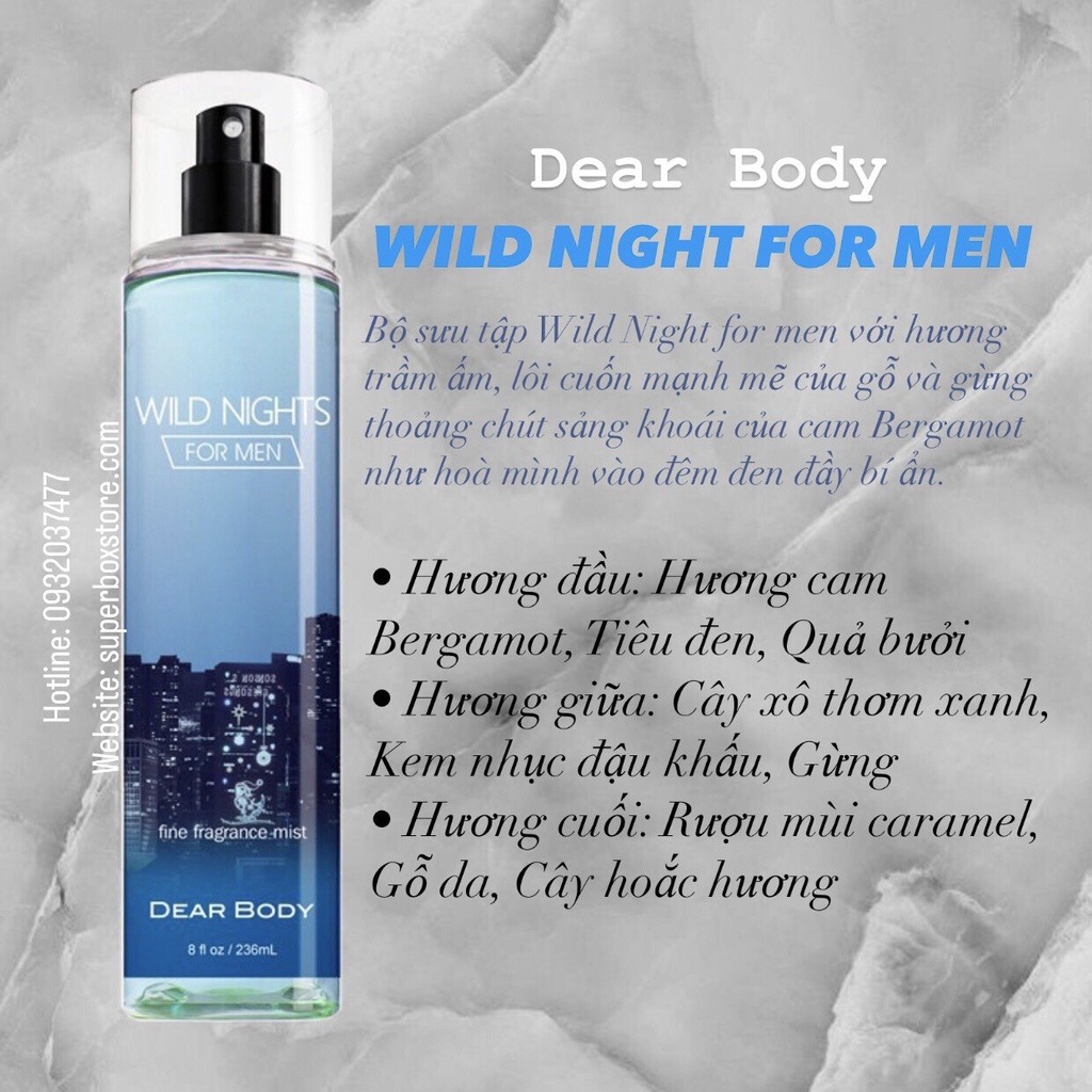 Body Mist Nam - Body Mist Dear Body For Men 236ml -Fine Fragrance Mist - AnhLa Store
