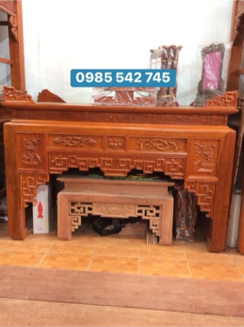 ÁN GIAN THỜ GỖ HƯƠNG ĐÁ MẪU TỨ QUÝ
