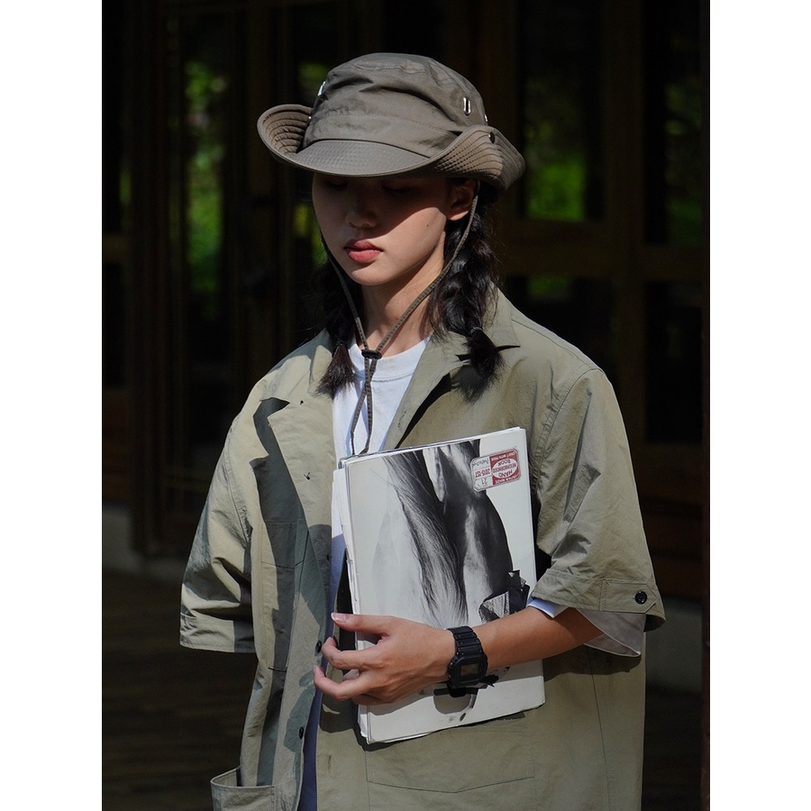 Mũ Cao Bồi Chống Nắng Thoáng Khí Có Dây Rút Nhanh Khô Phong Cách Nhật Bản