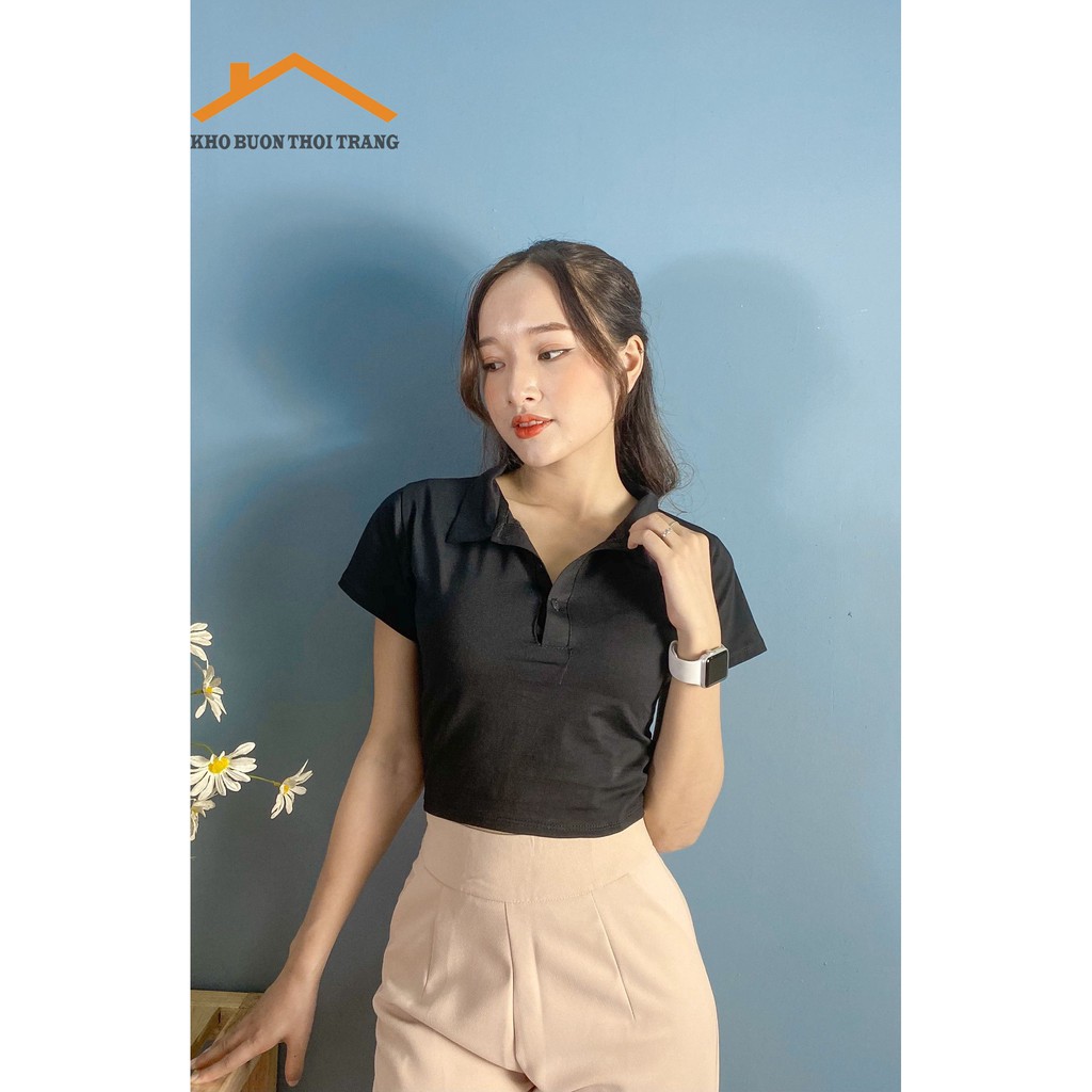 Áo Croptop Cổ Đức 2 màu đen trắng | BigBuy360 - bigbuy360.vn