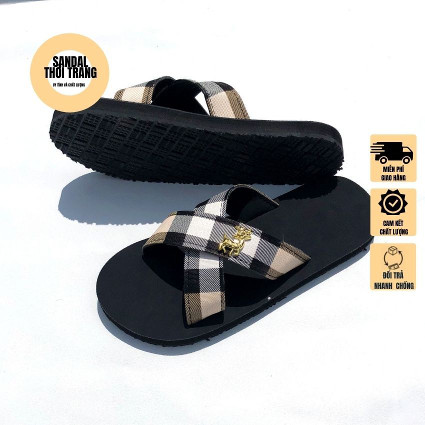 Dép sandal quai chéo, xỏ ngón đế bằng 2 màu đen/ trắng full size 30-44 nam nữ SANDALTHOITRANG