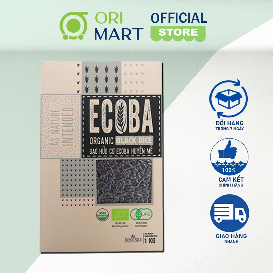 Gạo Lứt Đen Hữu Cơ ECOBA Huyền Mễ Truyền Thống Hạt Dẻo Thơm Ngon Khối Lượng 1kg