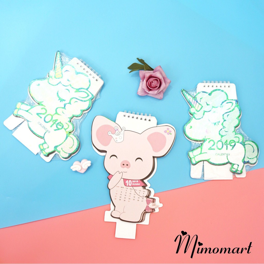 Lịch để bàn cute 2019