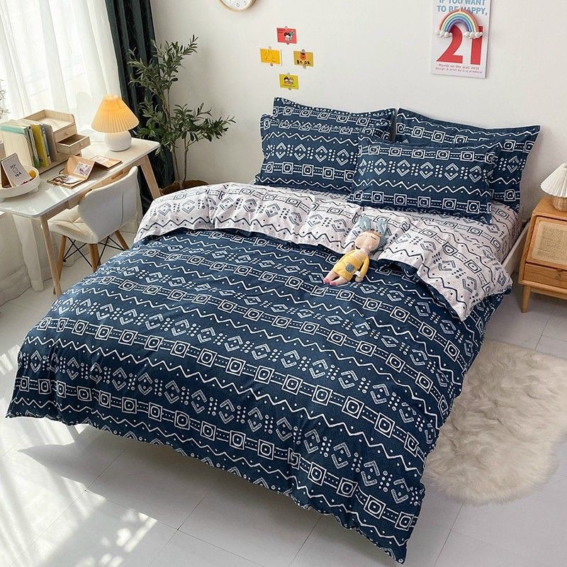 Bộ Chăn Ga Gối Họa Tiết Mật Mã Cotton Poly