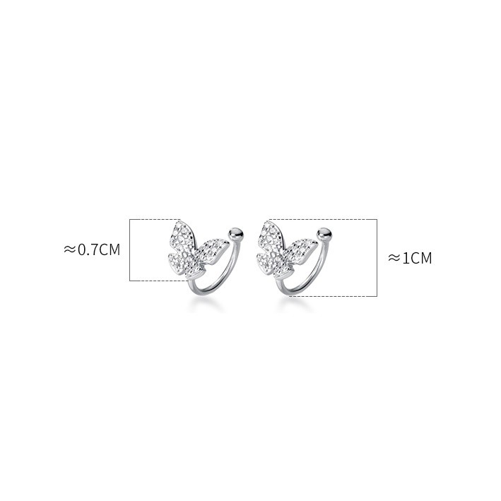 Bông Tai Bạc ITALY S925 Hình Con Bướm Trắng Sáng Cao Cấp B2485 Bảo Ngọc Jewelry