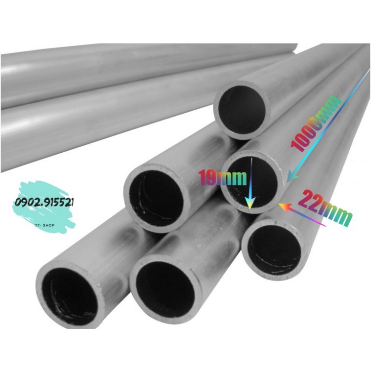 Cây Nhôm Rỗng,Cây Nhôm Lỗ Đường Kính 22mm,Đường Kính Trong 19mm Dài 1 Mét