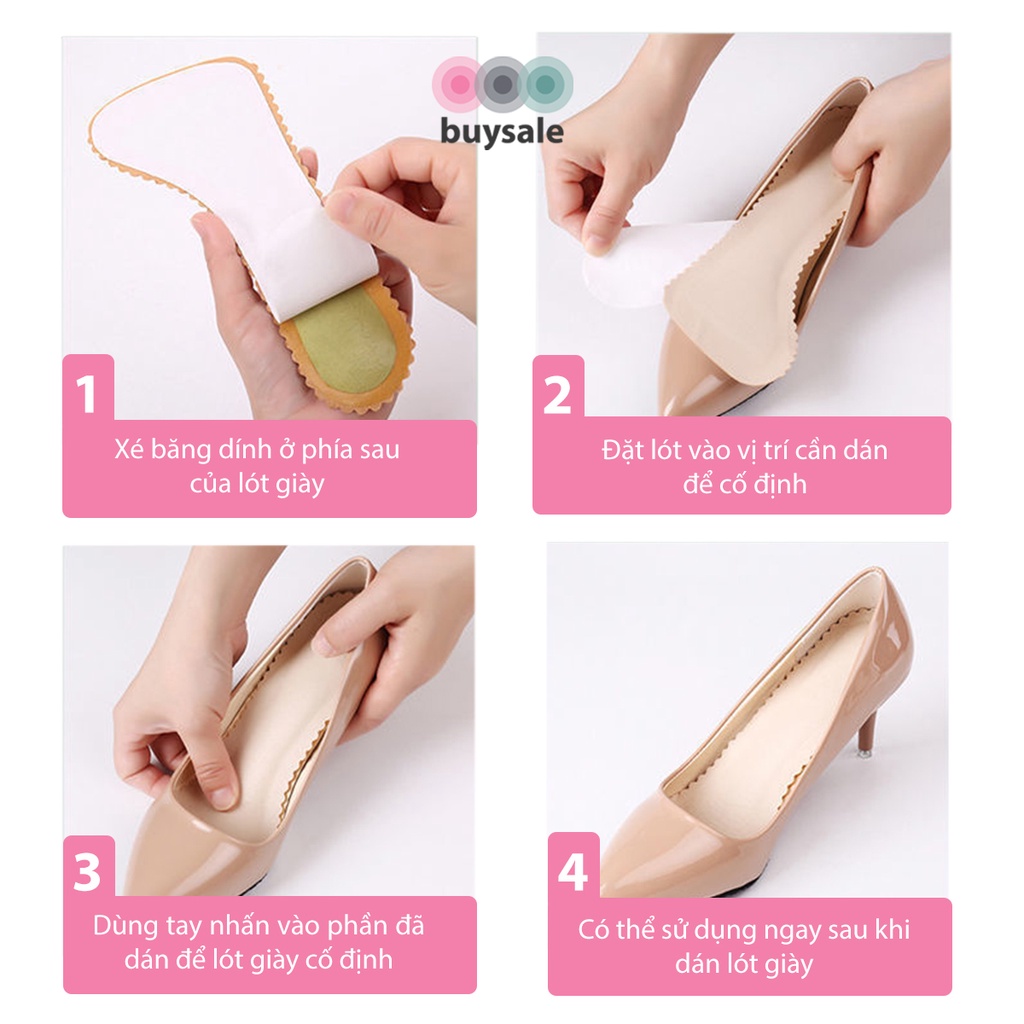 1 cặp lót giày sandal, giày cao gót chất liệu mút EVA ép mặt da, có kéo dán chống trượt - BuySales - BSPK273