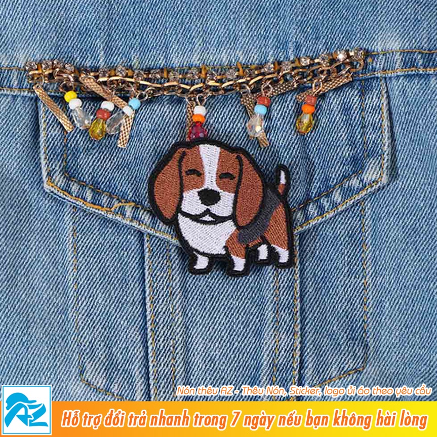 Patch vải thêu hình chó husky corgi pug beagle shiba inu đốm - Sticker ủi S204