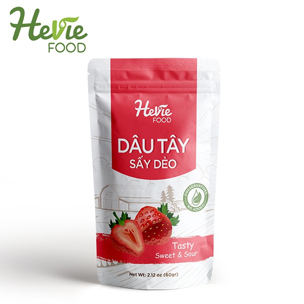 [Mã GROM35 - 10% đơn 150K] Dâu tây sấy dẻo 60g HeVieFood