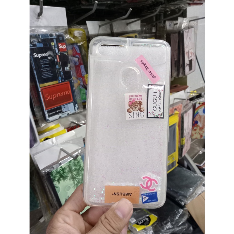 Oppo A5S / F9 Ốp lưng trong suốt nhựa cứng viền silicon đặc biệt chứa nước bên trong mẫu mới
