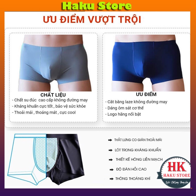 Combo 3 quần lót đùi Nam Boxer thun lạnh Nhật Co dãn 4 chiều, Quần sịp đùi Nam Boxer thun lạnh  cao cấp không đường may