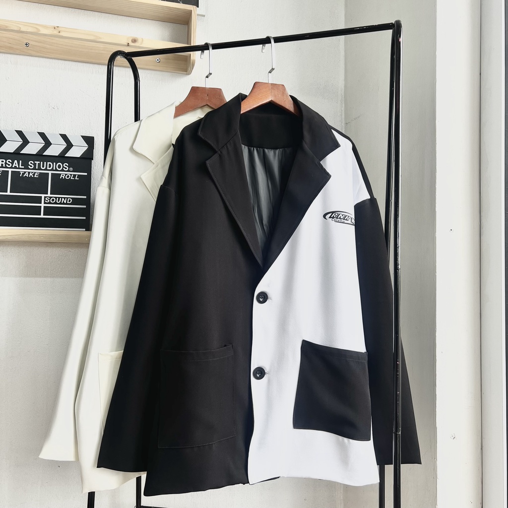Áo Khoác Blazer 2 Lớp Dành Cho Nam Nữ Phối Túi Độc Lạ Phong Cách Tổng Tài 2023