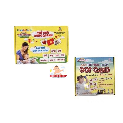 Combo 2 Bộ Thẻ Học Thông Minh Song Ngữ-Flashcard Dạy Trẻ về Thế Giới Xung Quanh và Dạy Trẻ Học Toán DOT CARDS