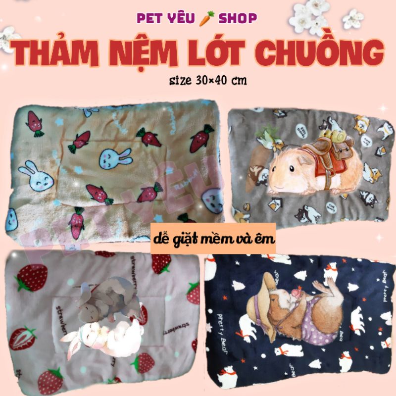 Thảm nệm lót chuồng (30×40cm) ❤Freeship❤ mềm dễ giăt và êm thỏ bọ chinchilla chó mèo