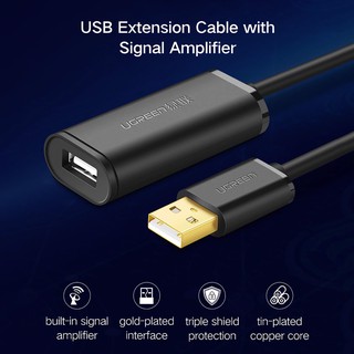 [Mã ELMS10 giảm 6% đơn 50K] Cáp USB 2.0 Nối Dài Ugreen 10321 10319 US121(Male-female IC Khuếch Đại)