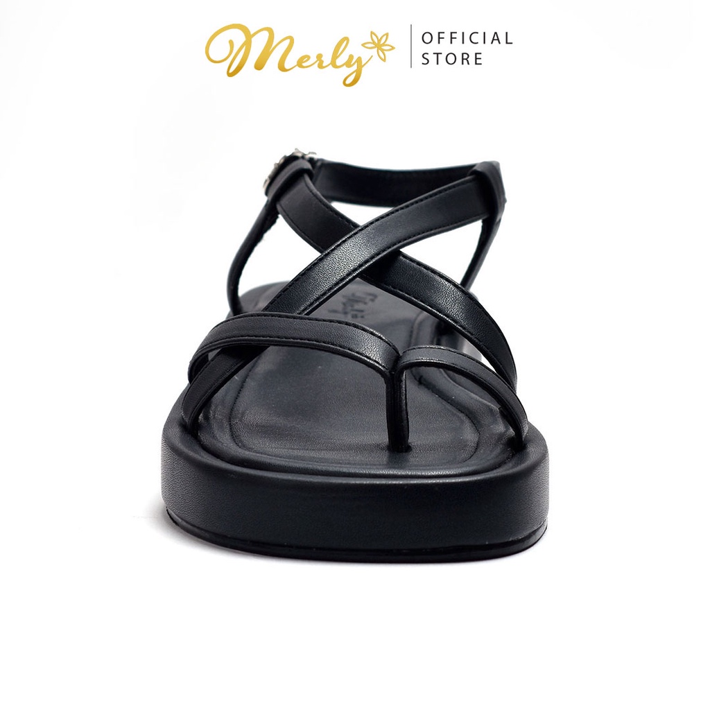 Giày sandal nữ đế bánh mì quai dây mãnh Merly 1468, Giày sandals nữ