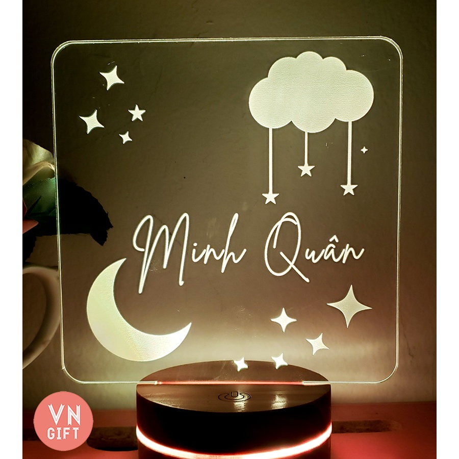 Đèn led 3D khắc tên  tên theo yc size 15cm 20 cm 25 cm có điều khiển từ xa,đèn 16 màu BH 3 tháng toàn quốc