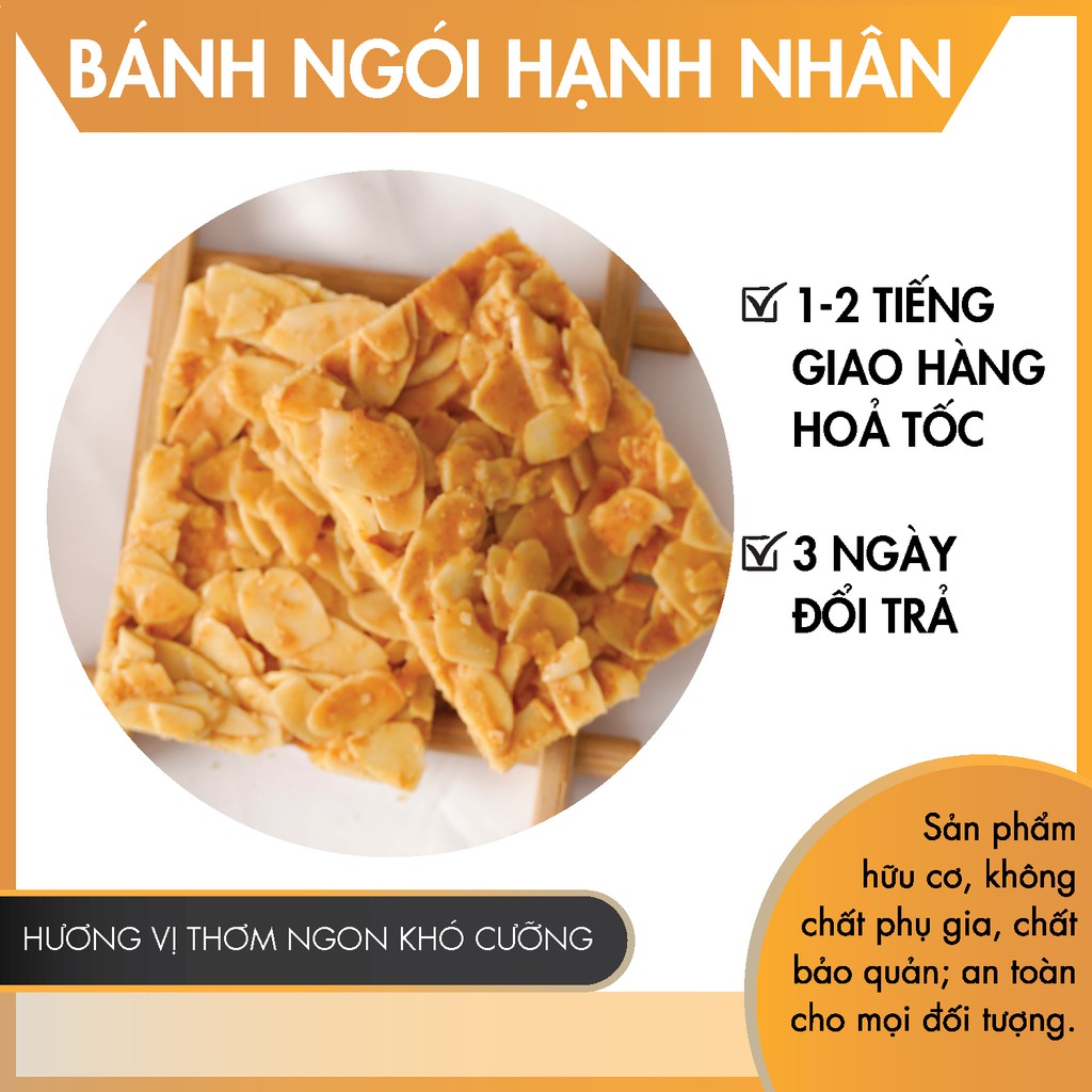 [GIẢM 25% MÃ ORGABIG30] BÁNH NGÓI HẠNH NHÂN bột nguyên cám & đường ăn kiêng nguyên liệu ORGANIC hữu cơ an toàn