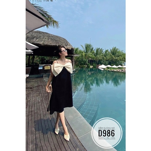 Bigsize Đầm suông nơ D986